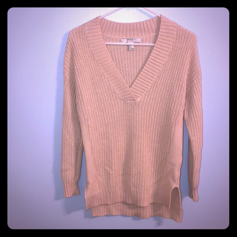 light pink v neck sweater